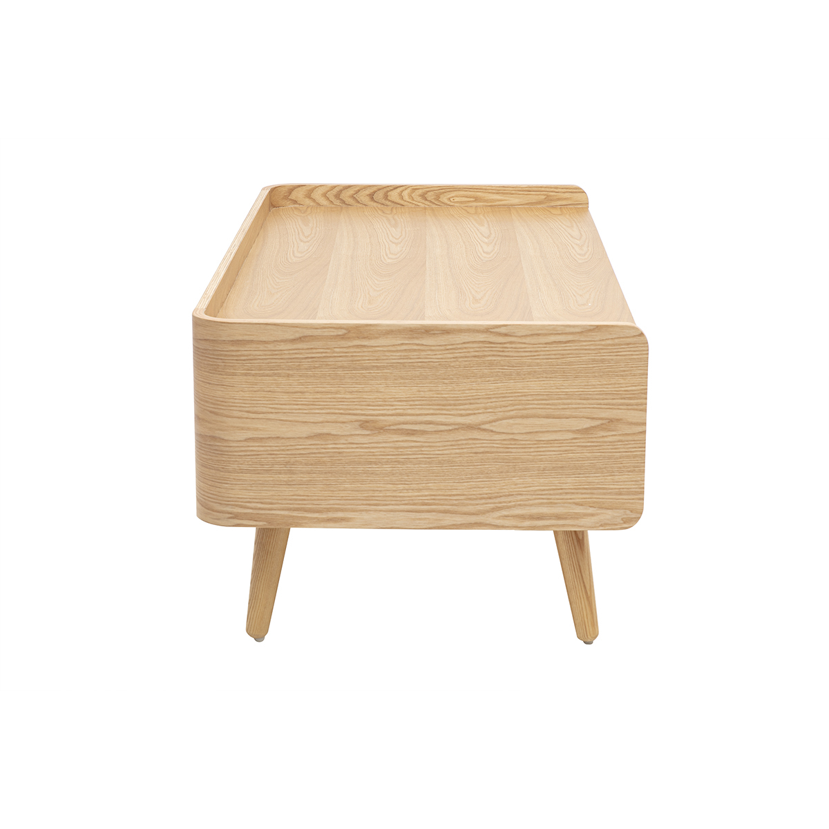 Table basse avec rangements en bois clair frêne et cannage rotin L120 cm ELSY couleur unique, MILIBOO