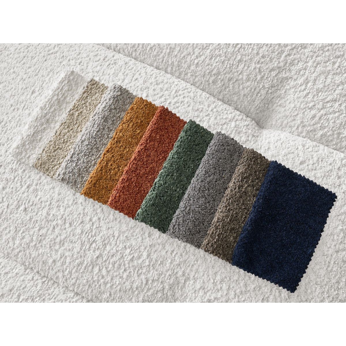 Canapé lit 3 places en tissu bouclette, CLOUD blanc, BOBOCHIC