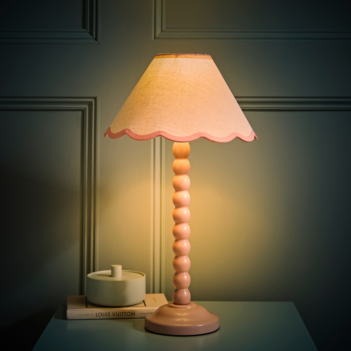 Bobbie Painted Bobbin Table Lamp with Scallop Shade pink, SO'HOME