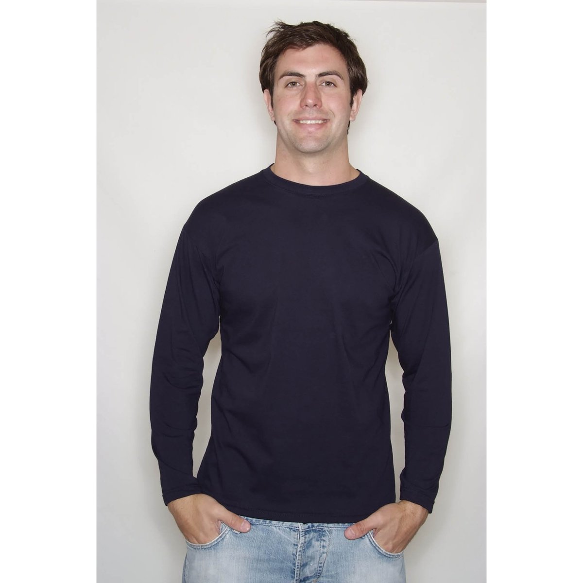 T-shirt manches longues bleu marine, FRUIT OF THE LOOM