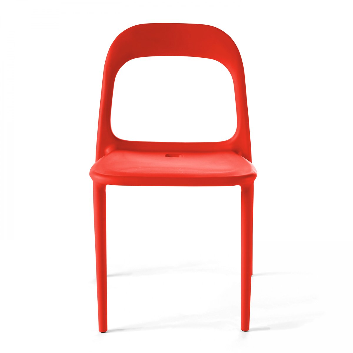 Lot de 4 chaises de jardin en plastique, PARIS rouge, OVIALA