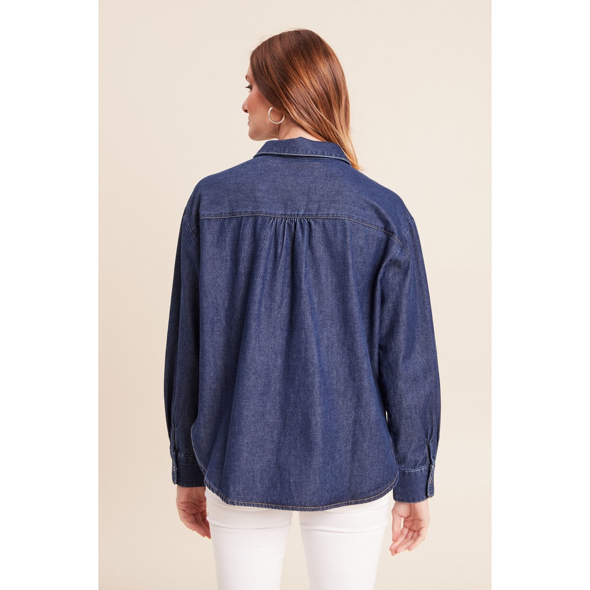 Chemise ample en coton manches longues denim brut, BREAL