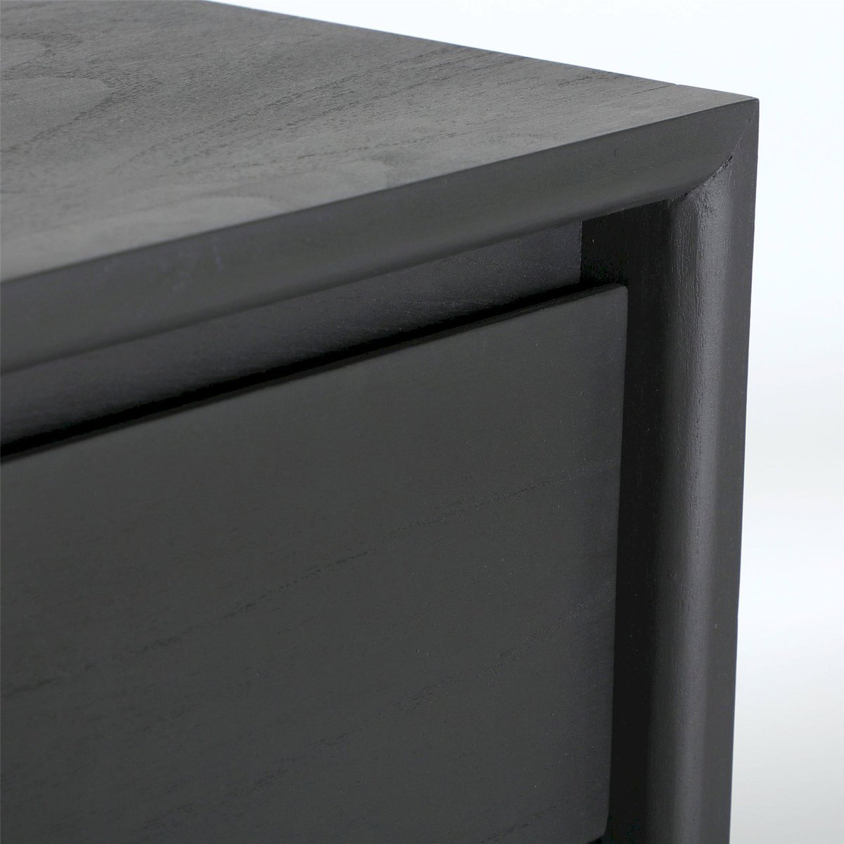 Commode scandinave en bois mindi, 3 Tiroirs noir et bois foncé naturel, RECOLLECTION