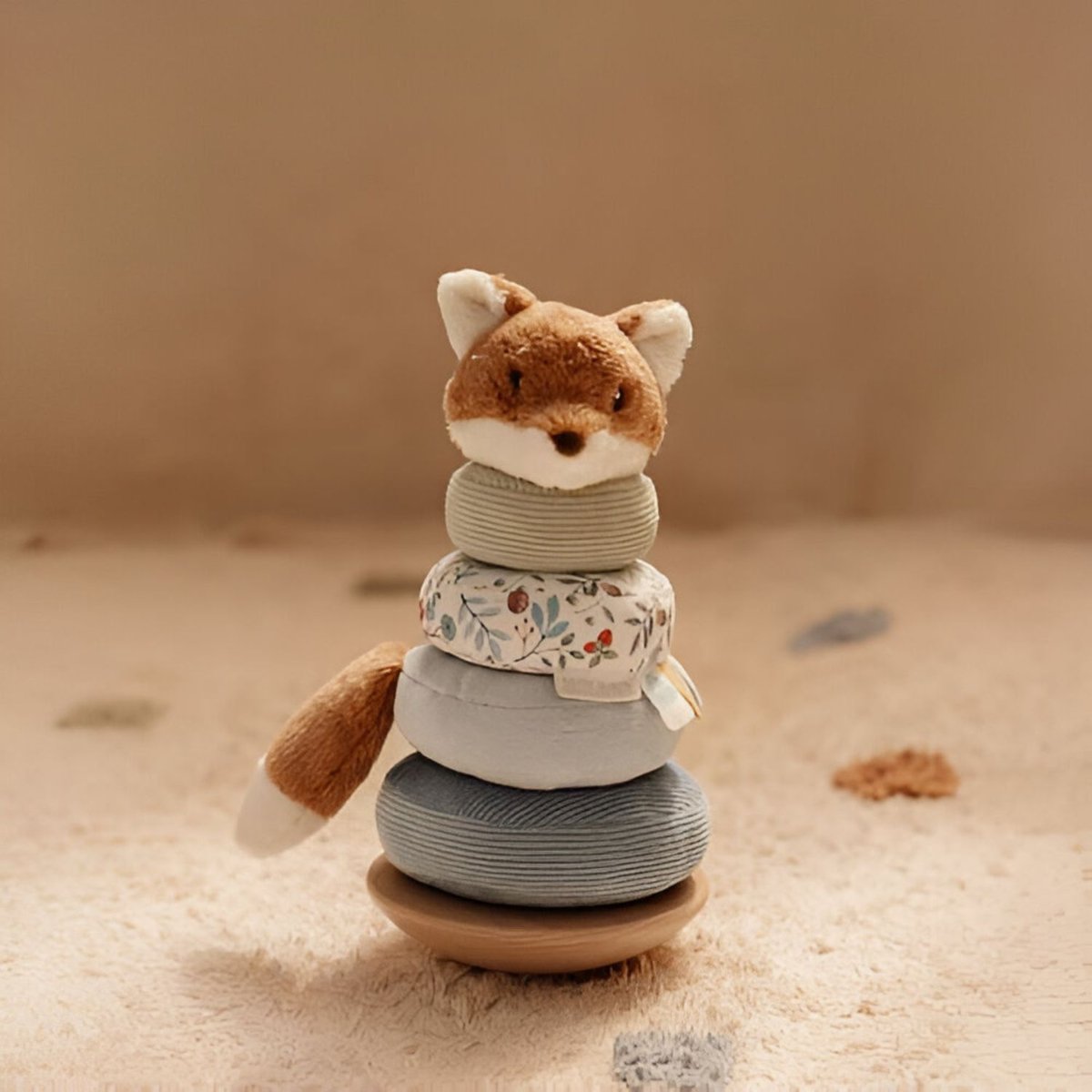 Renard à empiler bleu, vert, beige, bois, marron, LITTLE DUTCH