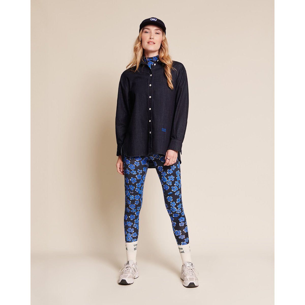 Legging en coton bio fleuri, LOULOU bleu - bleu, EMOI EMOI