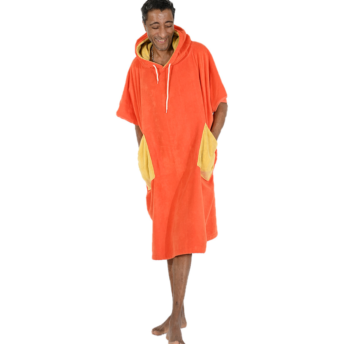 Poncho de plage adulte en velours BEACH corail, SENSEI MAISON