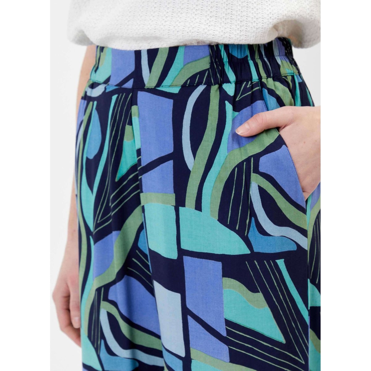 Pantalon imprimée fluide ample Ecovero ALEXIA bleu ciel matchi, PRINCESSE NOMADE