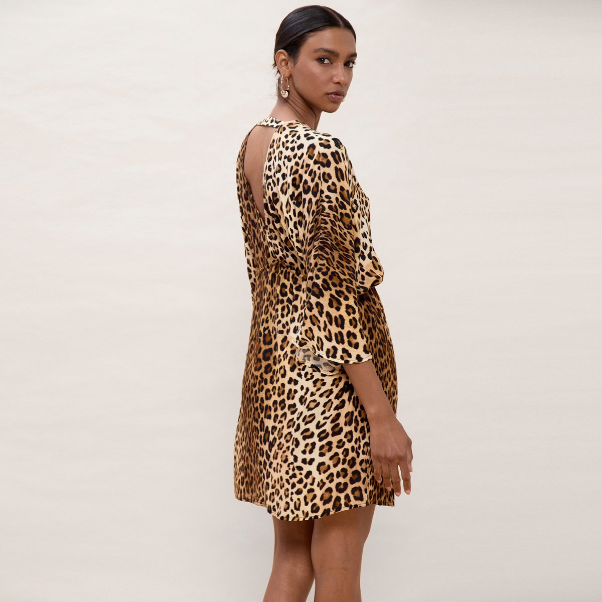Robe courte imprimée léopard à taille resserrée léopard, LOLA CASADEMUNT