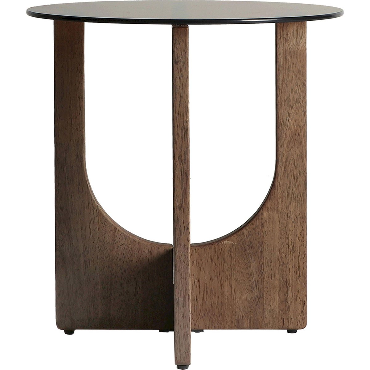 Table d'appoint carrée en bois et verre brun bois et verre fumé, RECOLLECTION