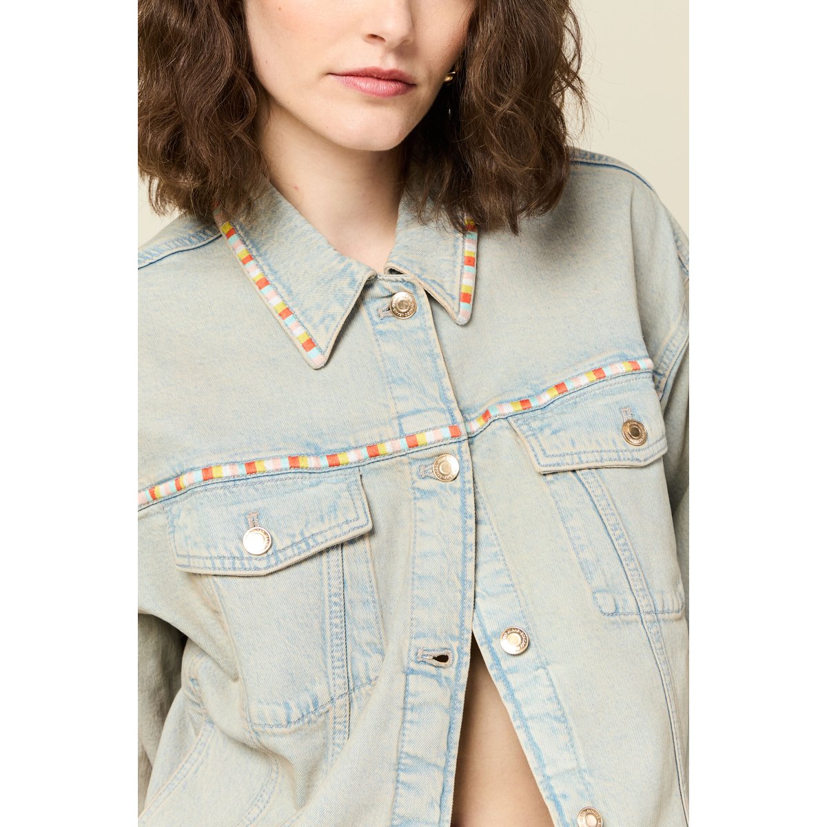 Veste oversize en jean bleu ciel, BONOBO