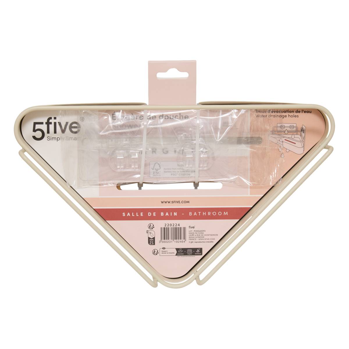 Étagère de douche angle ARGILEO beige, 5FIVE SIMPLY SMART