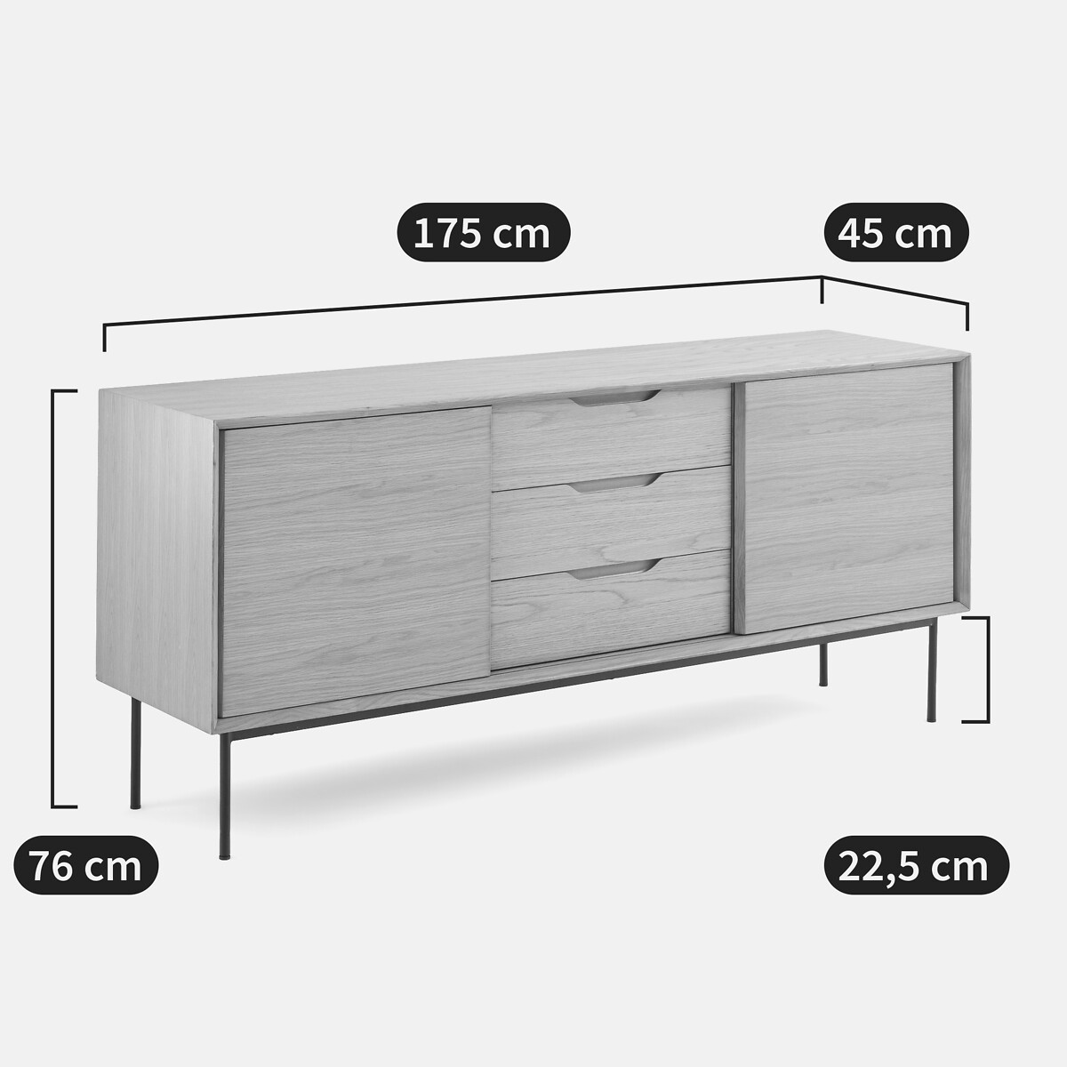 Buffetkast in fineer eik, Noyeto eikenhout, LA REDOUTE INTERIEURS