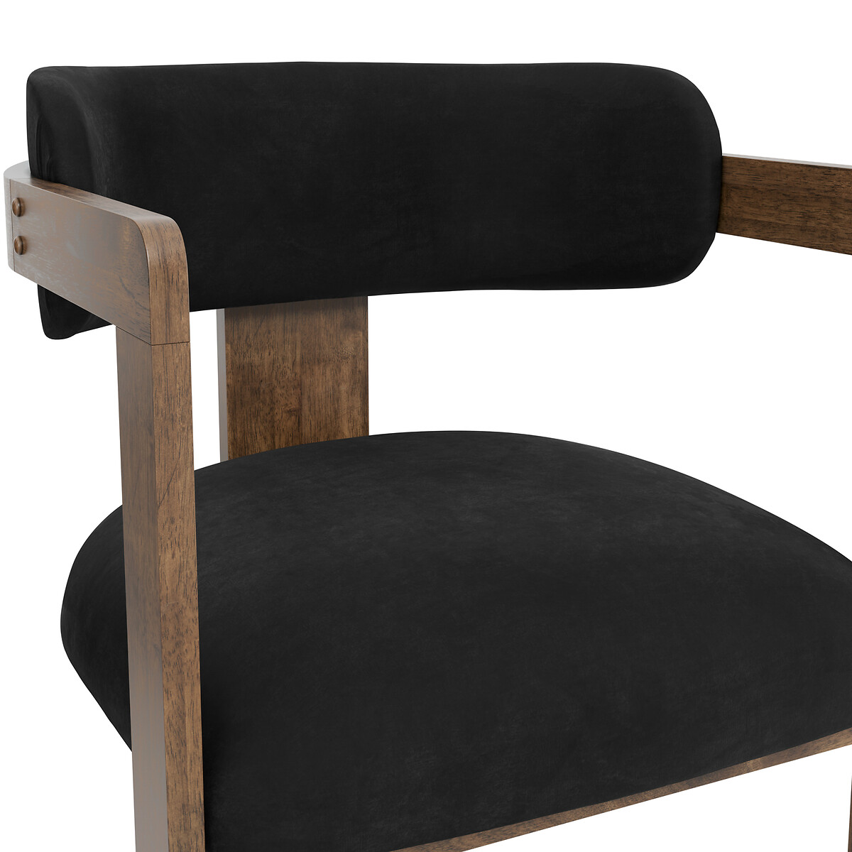 Mirabella Curved Velvet Dining Armchair with Walnut Frame black/walnut, ÉDITÉ