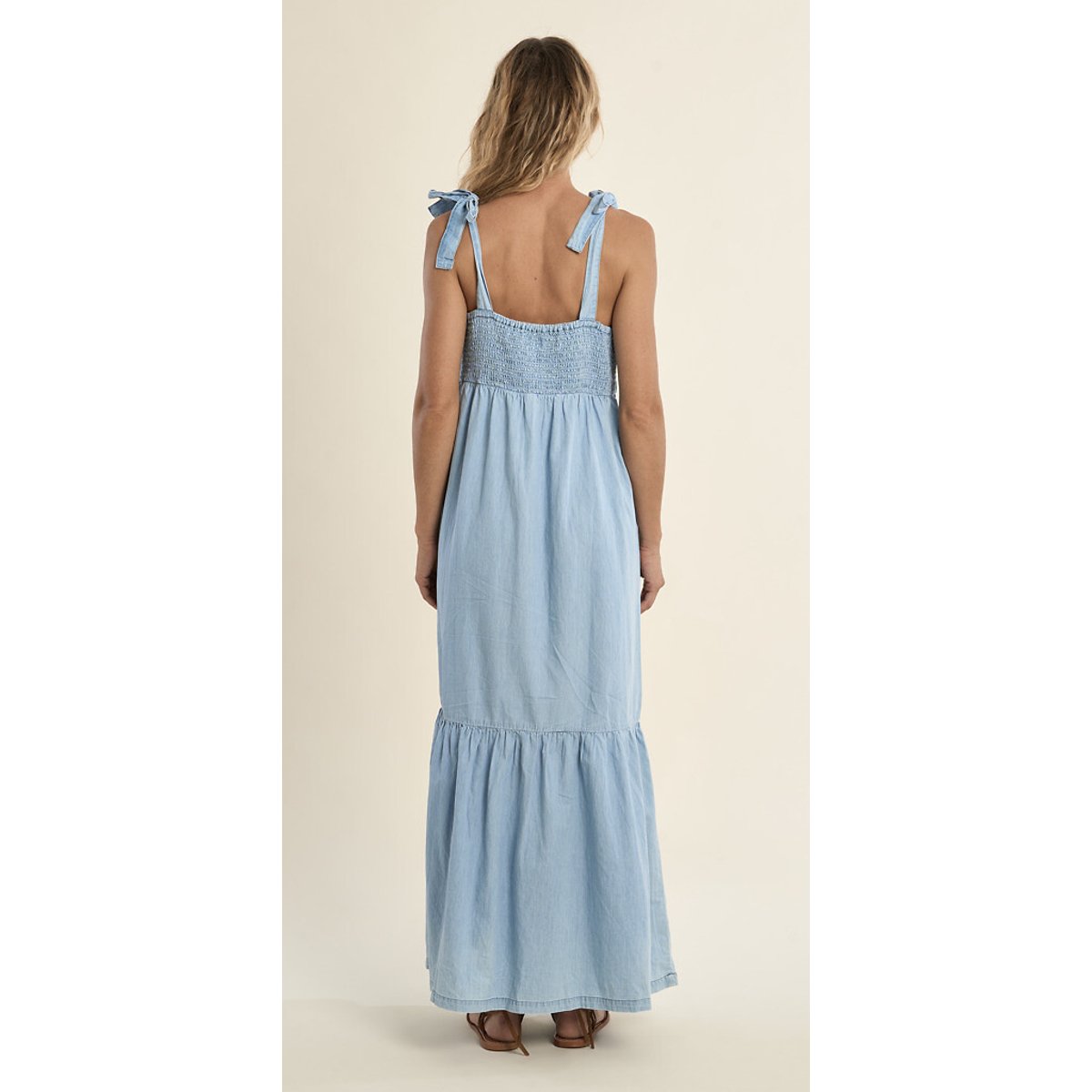 Robe longue en jean à bretelles bleu, MOLLY BRACKEN