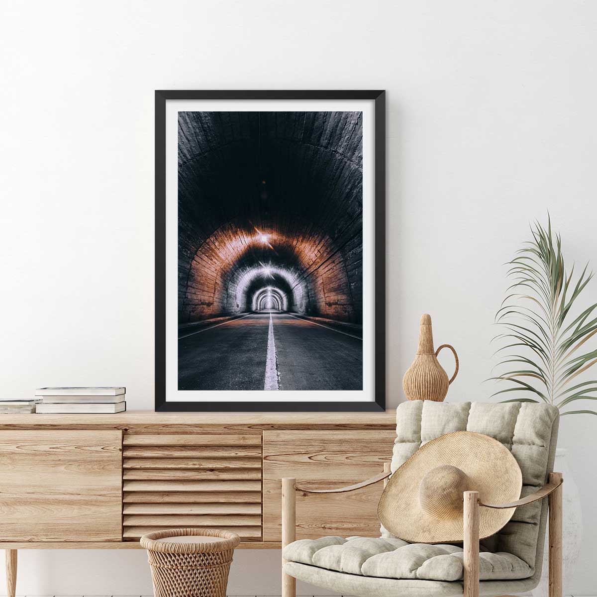 Affiche urbaine get lost somewhere affiche + cadre en bois - noir, HEXOA