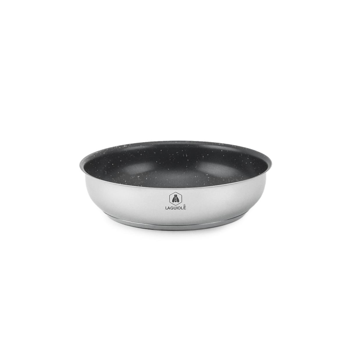 Set de 3 poêles inox amovible 20/24/28cm antiadhésif - "Réactif" couleur unique, LAGUIOLE CUISSON