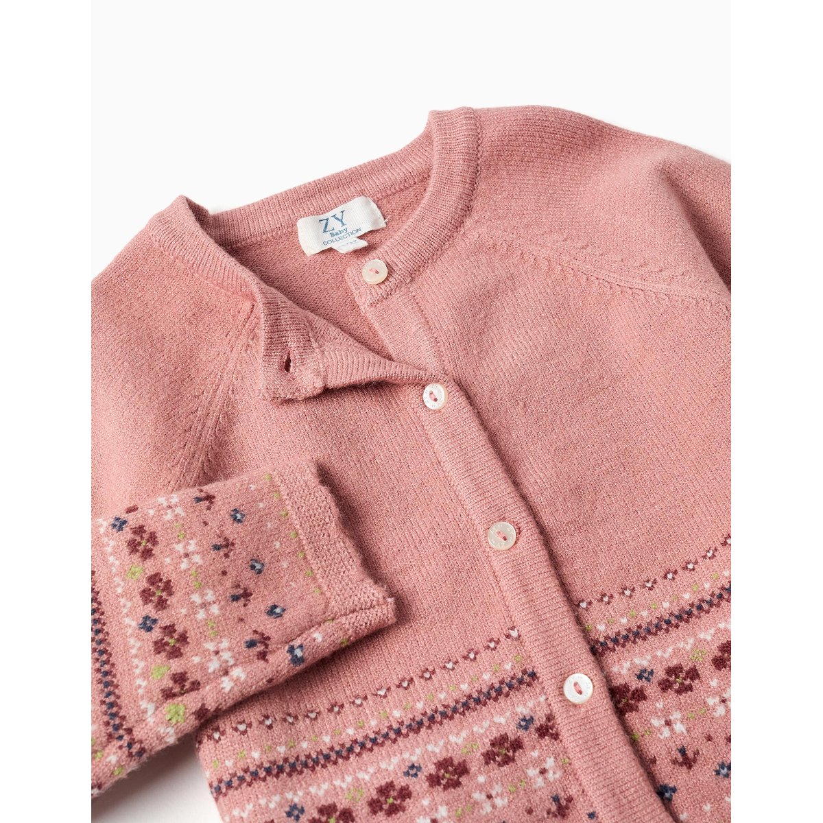 Gilet en maille avec motif jacquard rose, ZIPPY