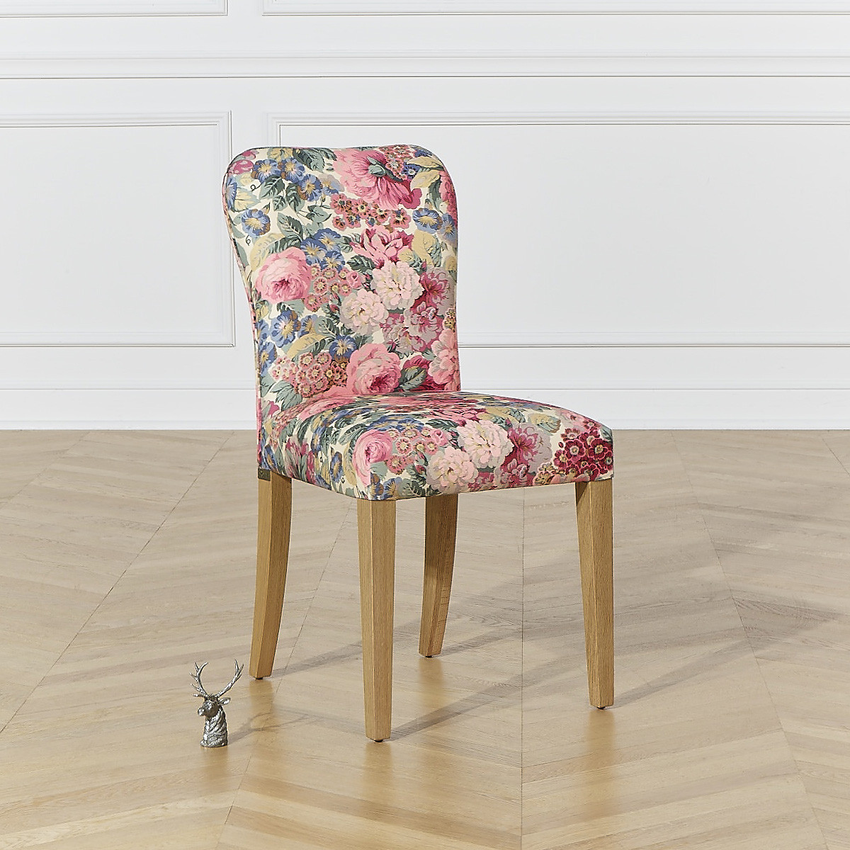 Chaises style romantique en lin coton et bois massif, lot de 2 HUNTER rose, ROBIN DES BOIS