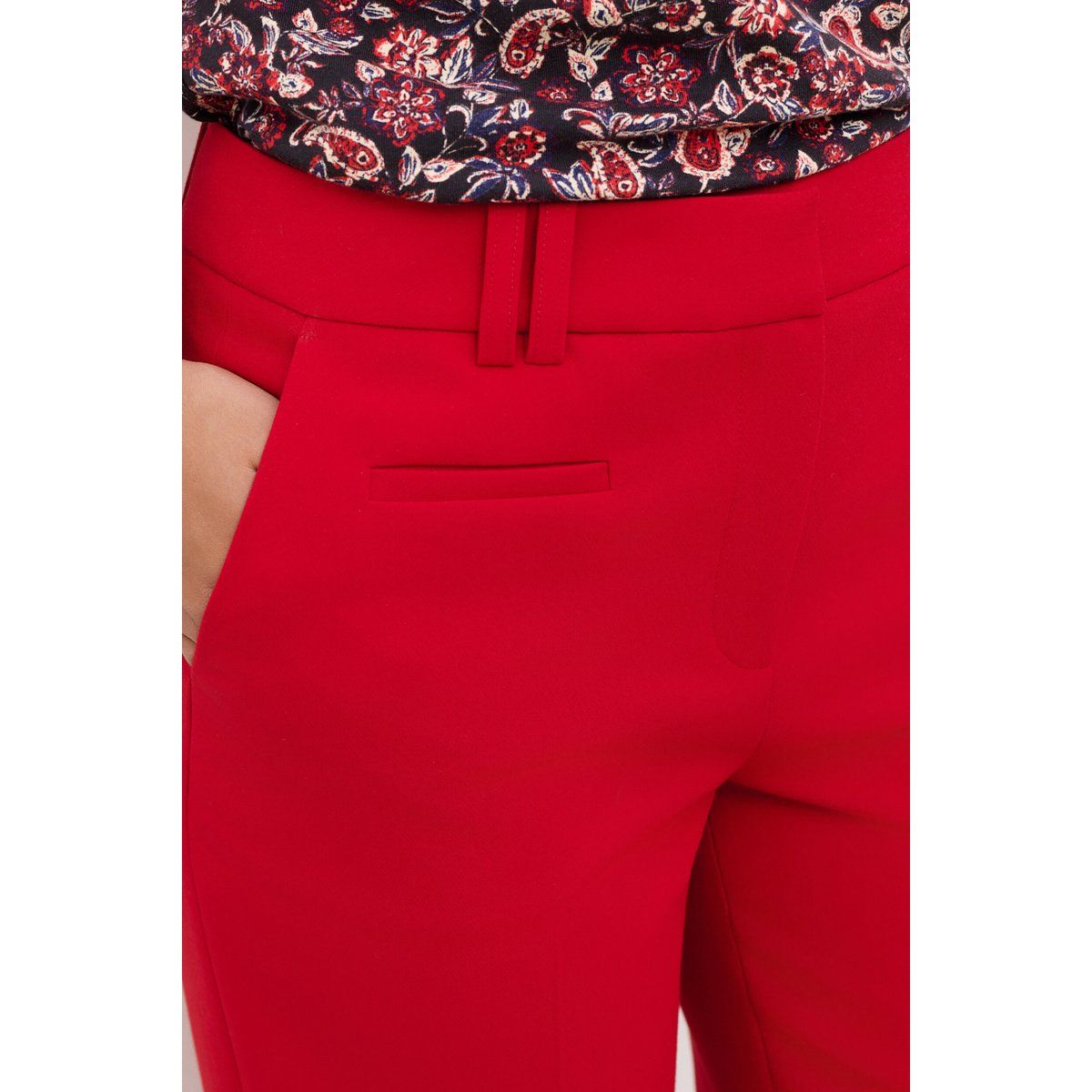Pantalon droit ceinture PROMAIN rouge, CAROLL