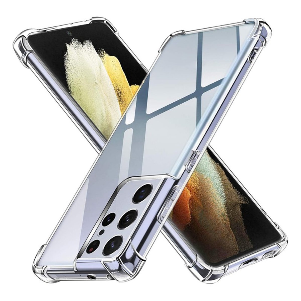 Coque Galaxy S21 Ultra 5g antichoc + 2 vitres transparent, EVETANE