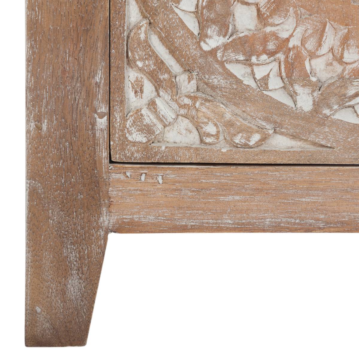 Buffet 2 portes bois de manguier sculpté main SHIREL beige, ATMOSPHERA