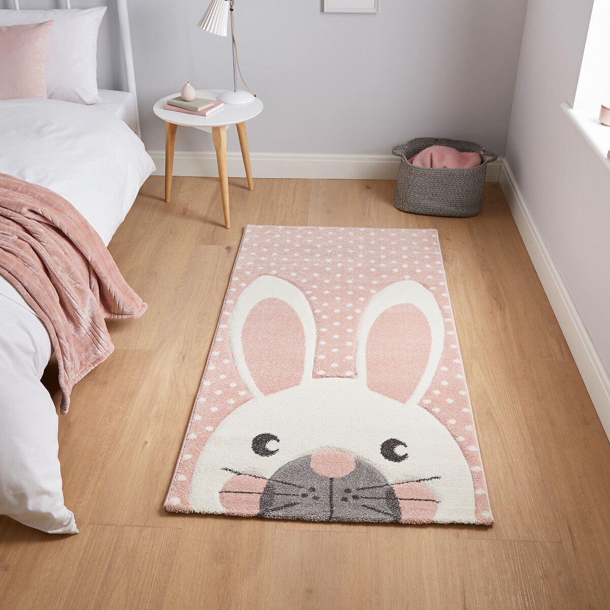 Kids Bunny Spot Patterned Rug pink, SO'HOME