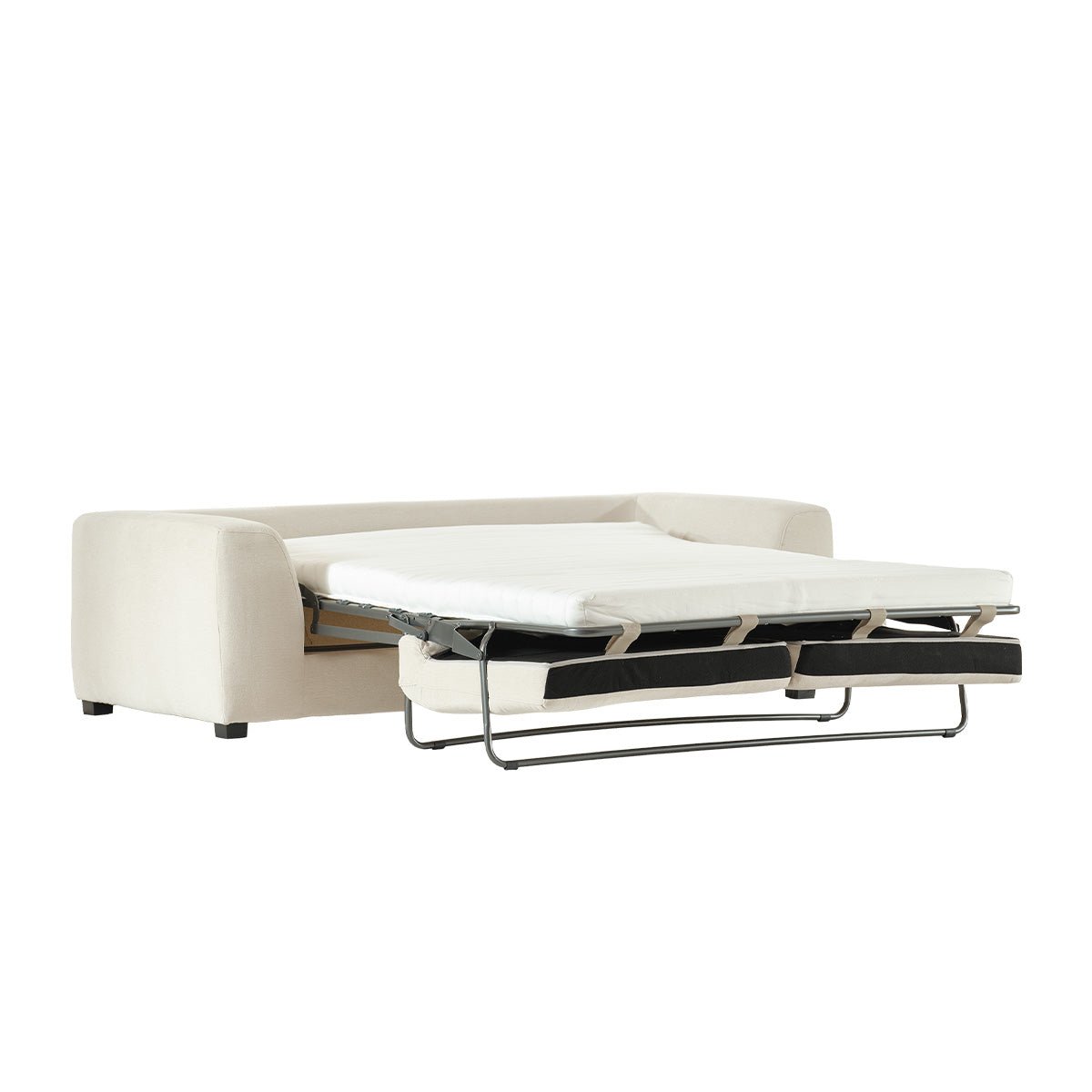 Canapé convertible 3 places en tissu effet lin EDMOND ecru, BERAH GETAH