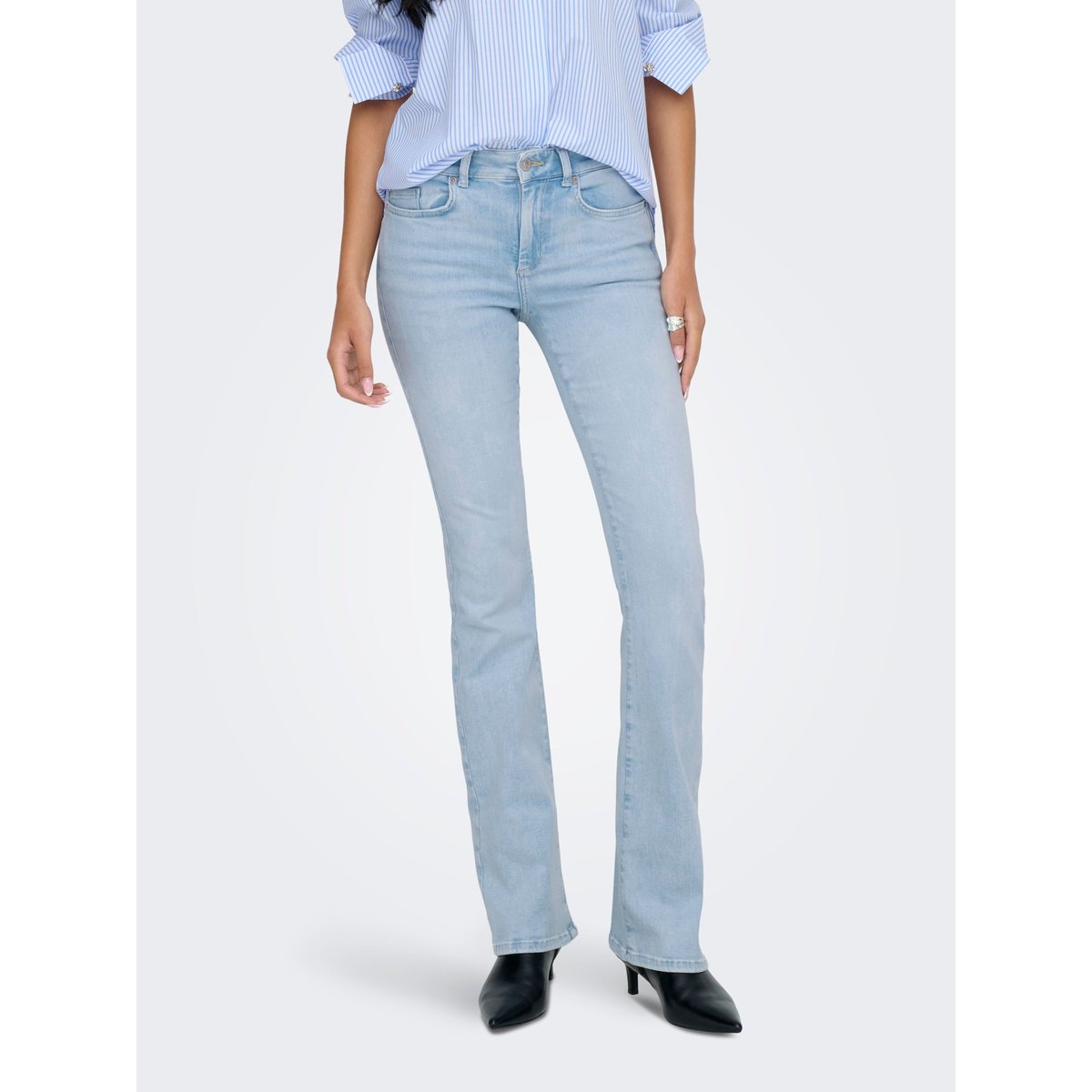 Jean Flared light blue bleached denim, ONLY