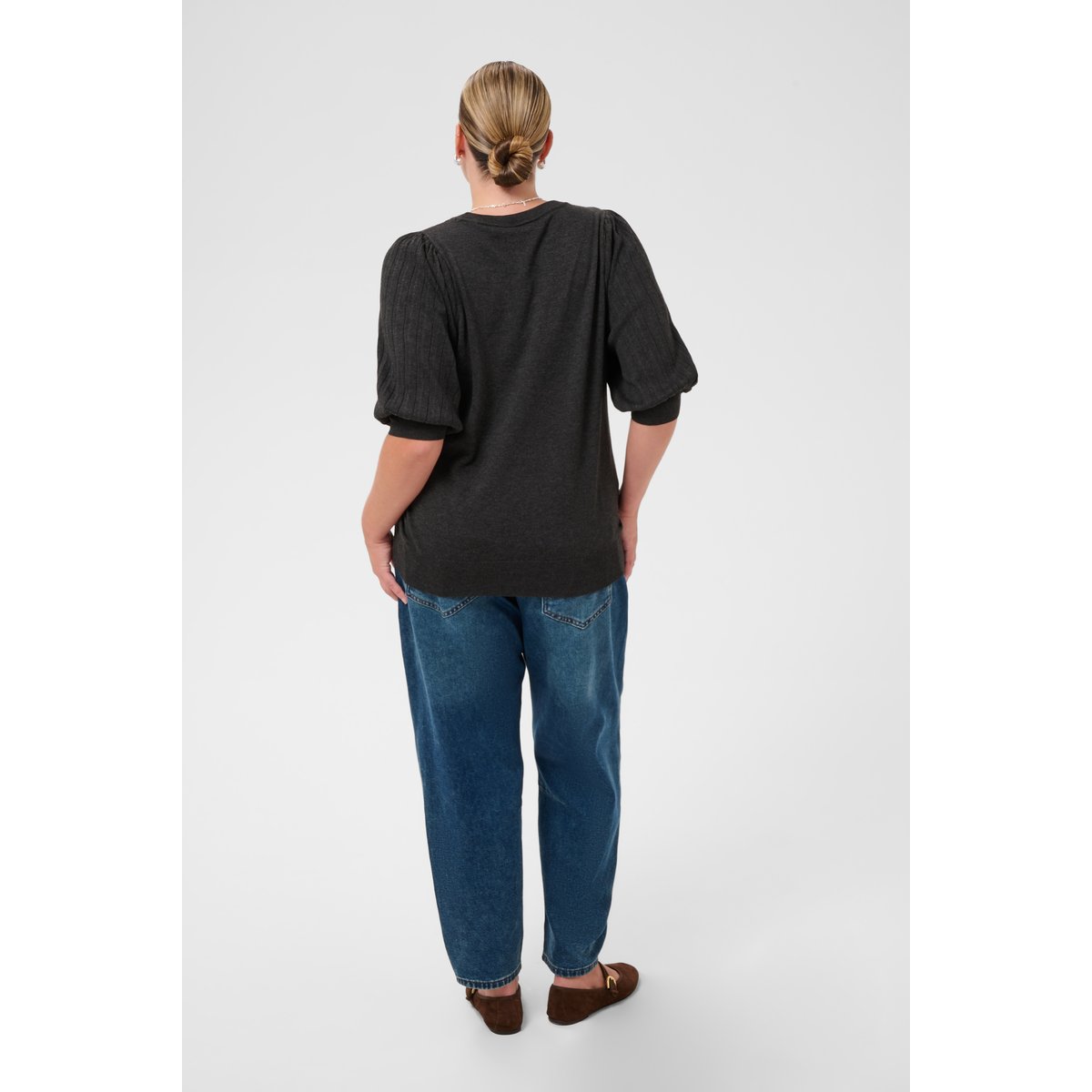 Pullover tricoté gris dark grey melange, KAFFE CURVE