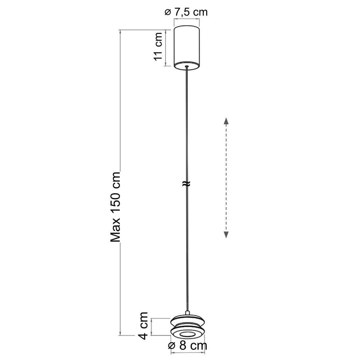 Suspension LED avec câble ajustable - RIVE noir, KOSILUM
