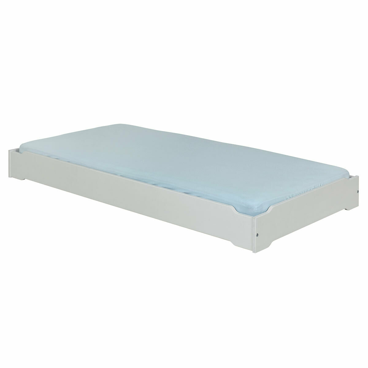 Pack 2 lits empilables et 2 matelas Bois massif JELLY gris, AKITEN RETAIL
