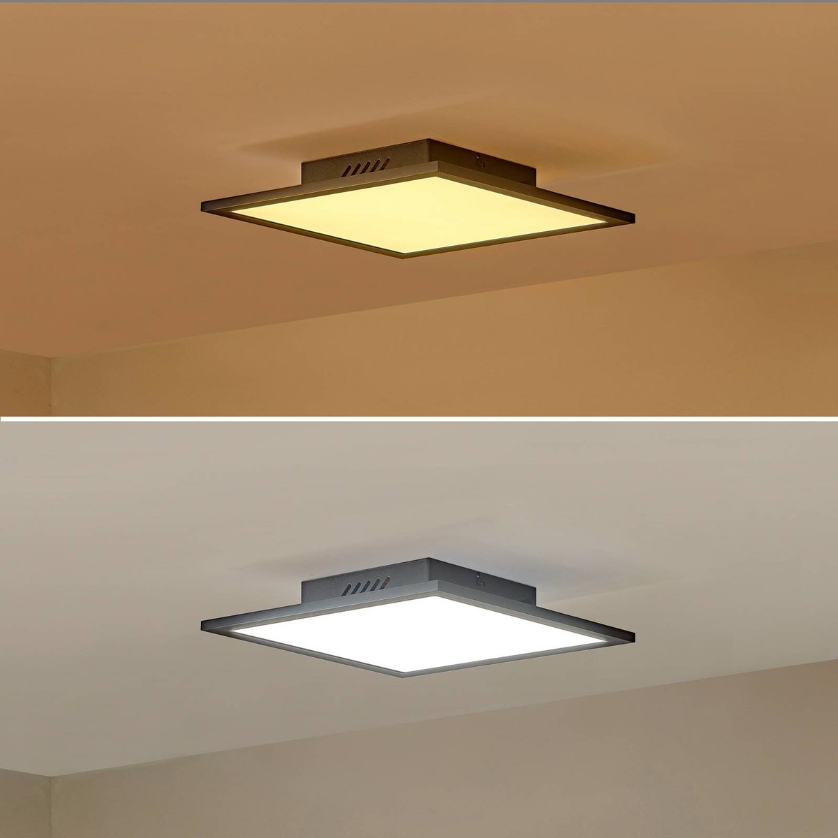 Plafonnier moderneLED, Lamin noir, blanc, LINDBY