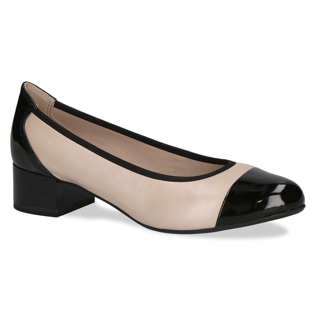 Escarpin talon bloc beige nude, CAPRICE