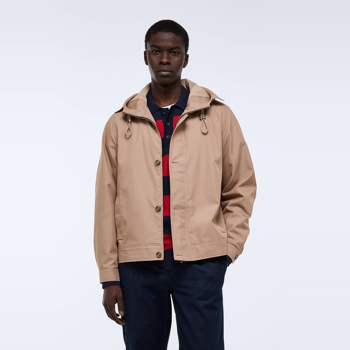Veste à capuche déperlante beige, MONOPRIX