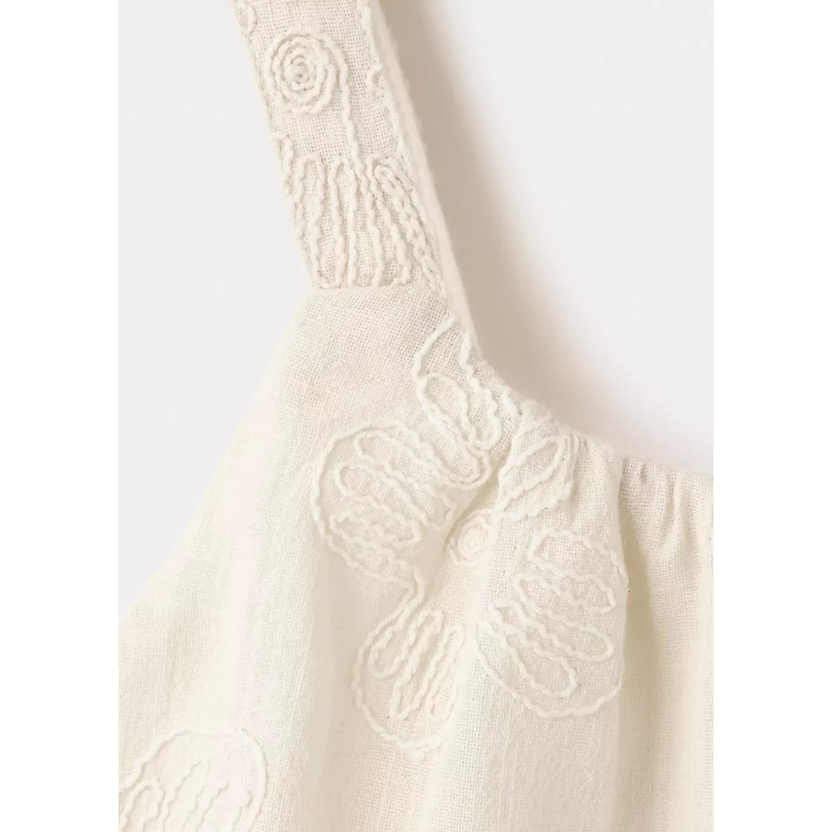 Combinaison à bretelles avec broderie florale écru, MANGO KIDS