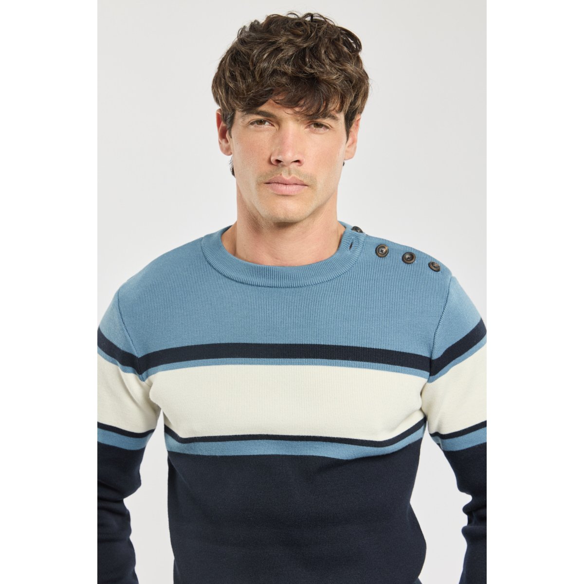 Pull rayé - laine marine deep/ bleufin/ natu, ARMOR-LUX