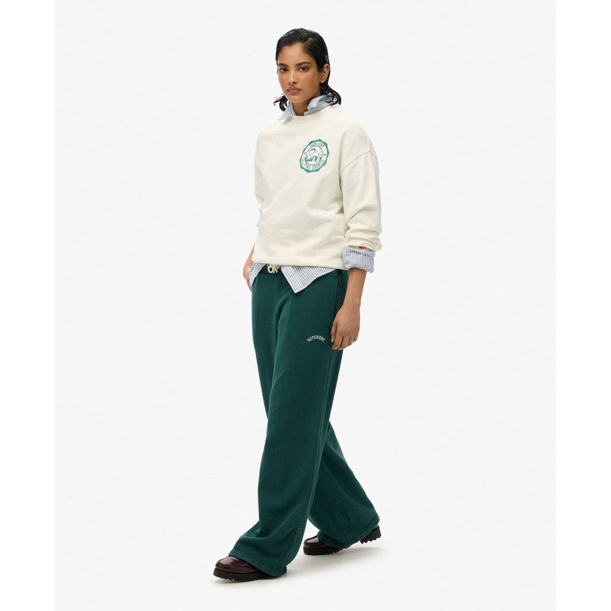 Pantalon de survêtement large Essential Logo vert pinède foncé, SUPERDRY