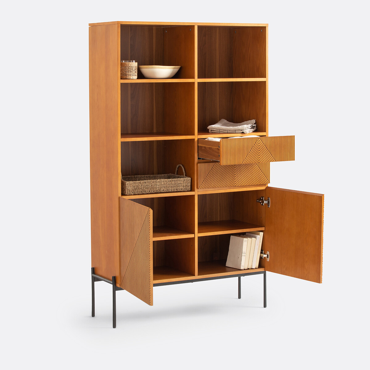 Bibliothèque rangement vintage, Lodge coloris noyer, LA REDOUTE INTERIEURS