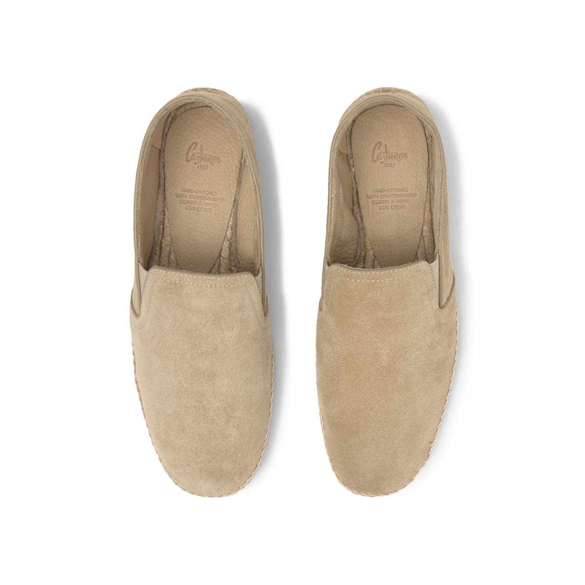 Espadrille plate slip-on en cuir JAMES PLATFORM sable, CASTANER