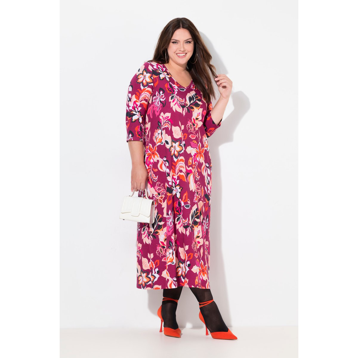 Robe en jersey à fleurs orchidée foncé, ULLA POPKEN
