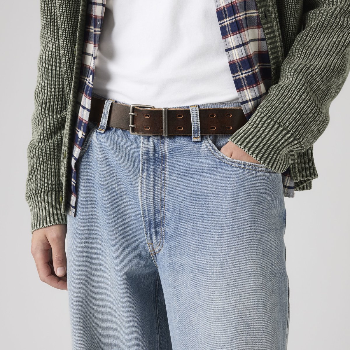 Ceinture en cuir à double boucle Potrero marron - seal brown, LEVI'S