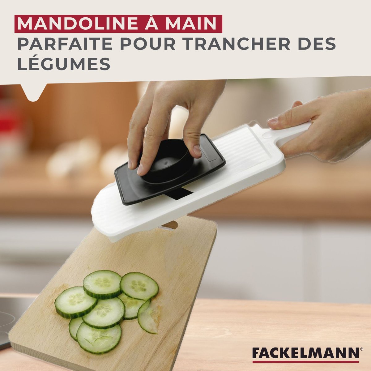 Mandoline professionnelle réglable jusqu'à 6 mm blanc, FACKELMANN