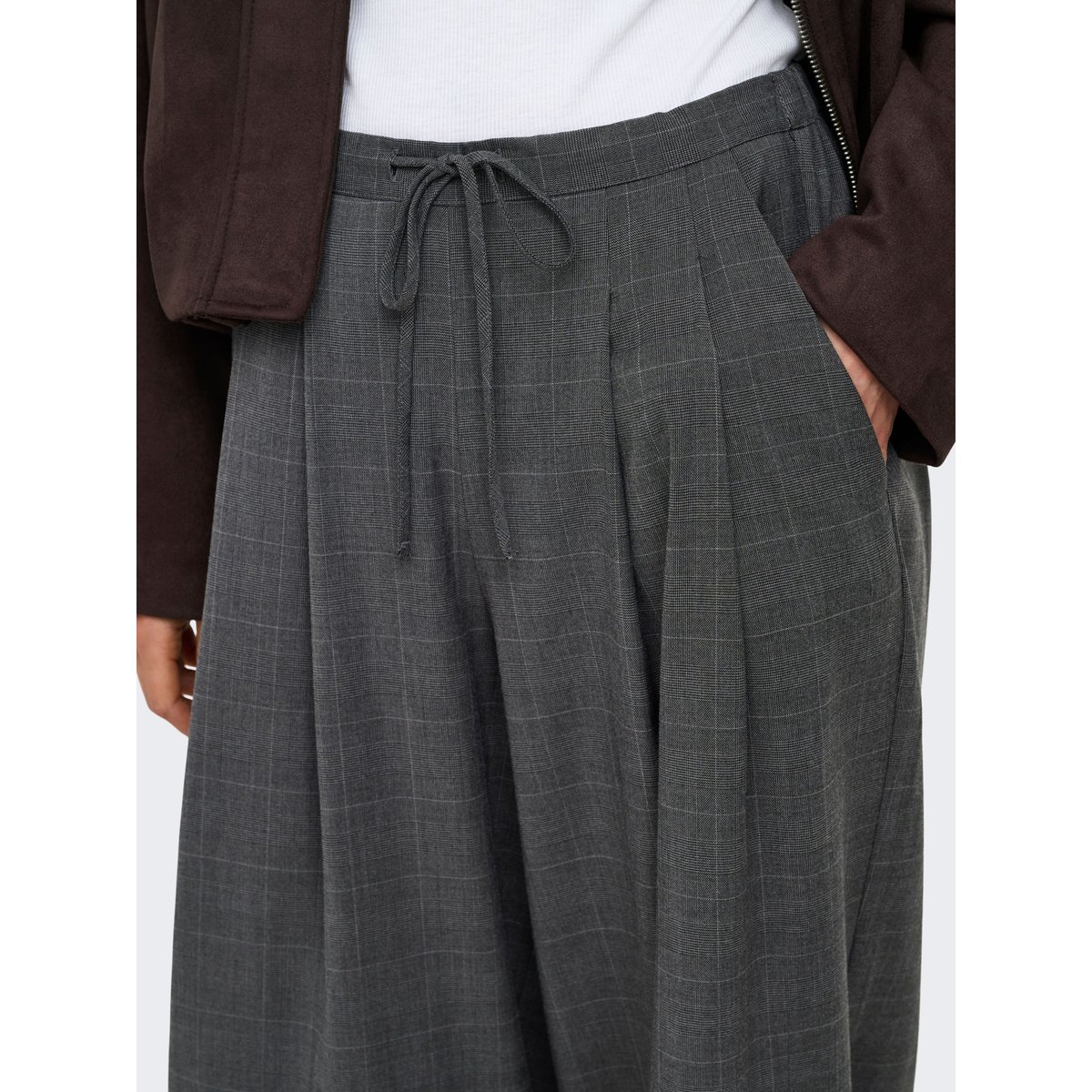 Pantalon À Jambe Large dark grey melange, ONLY