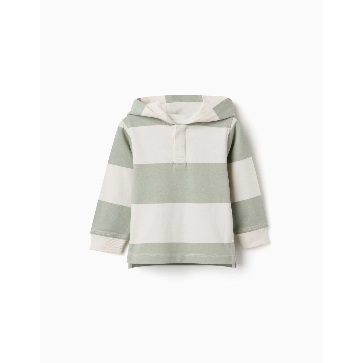 Sweat en coton avec capuche et à rayures vert clair, ZIPPY