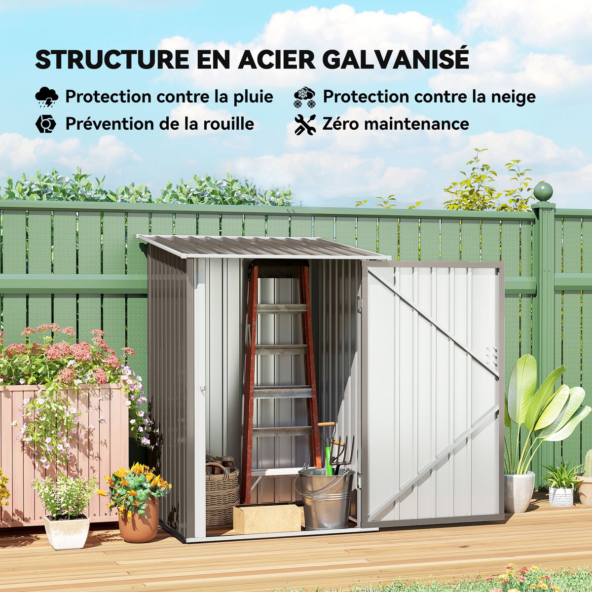 Abri de jardin Tôle d'acier Marron marron, OUTSUNNY