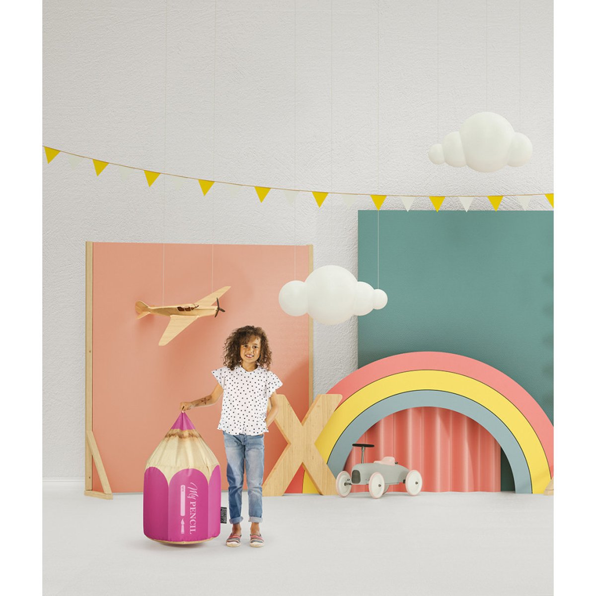 Pouf enfant CRAYON rose, SITTING POINT