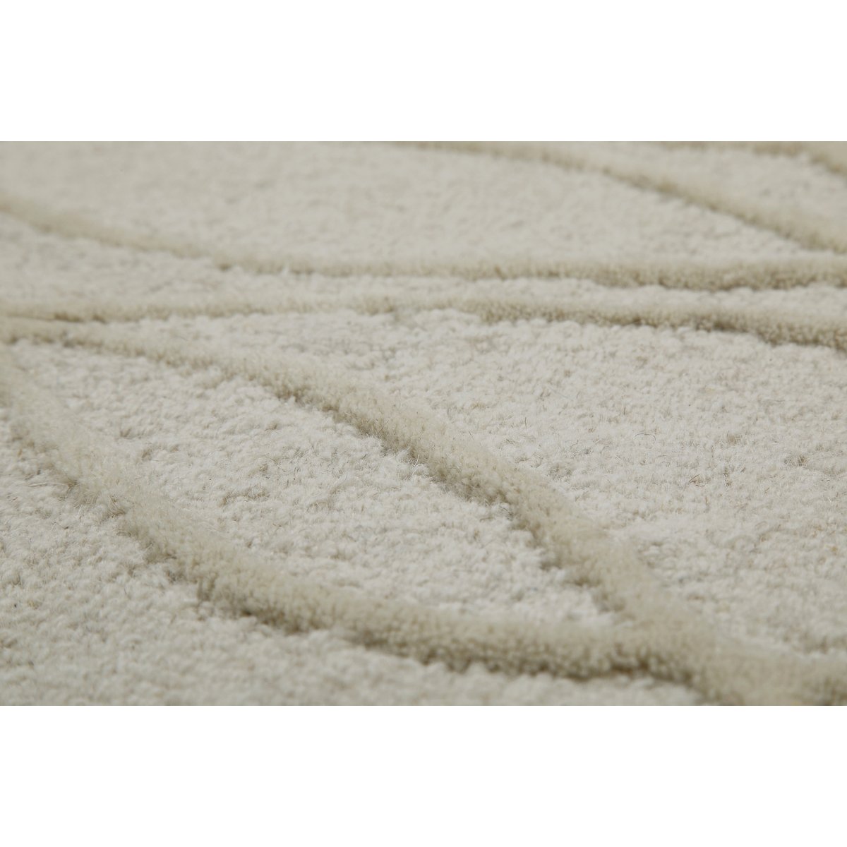 Tapis rond texturé à motifs courbes , HAMPTONS TWENTYTHREE blanc crème, WECON HOME