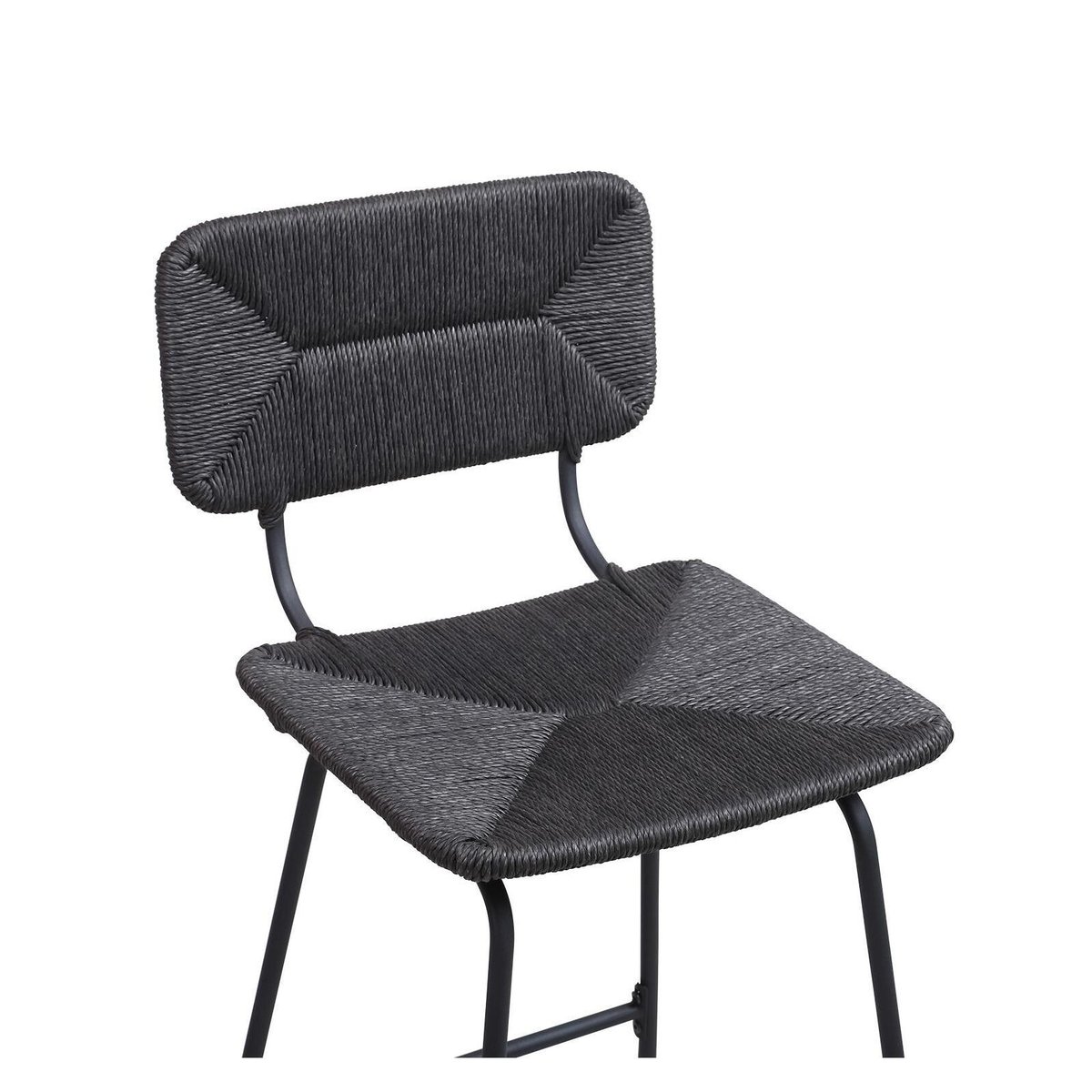 Lot de tabourets de bar et d'ilot en métal et assise rotin 65cm TIDRA|Lot de 6 | Lot de 6 noir, MOB IN