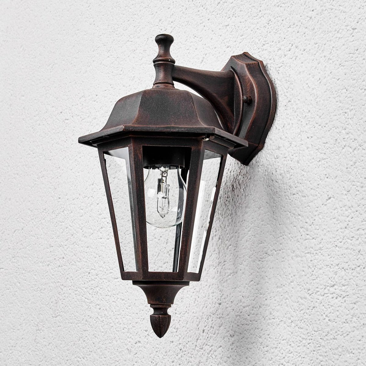 Applique extérieure en aluminium antique noir-rouille, clair, LINDBY