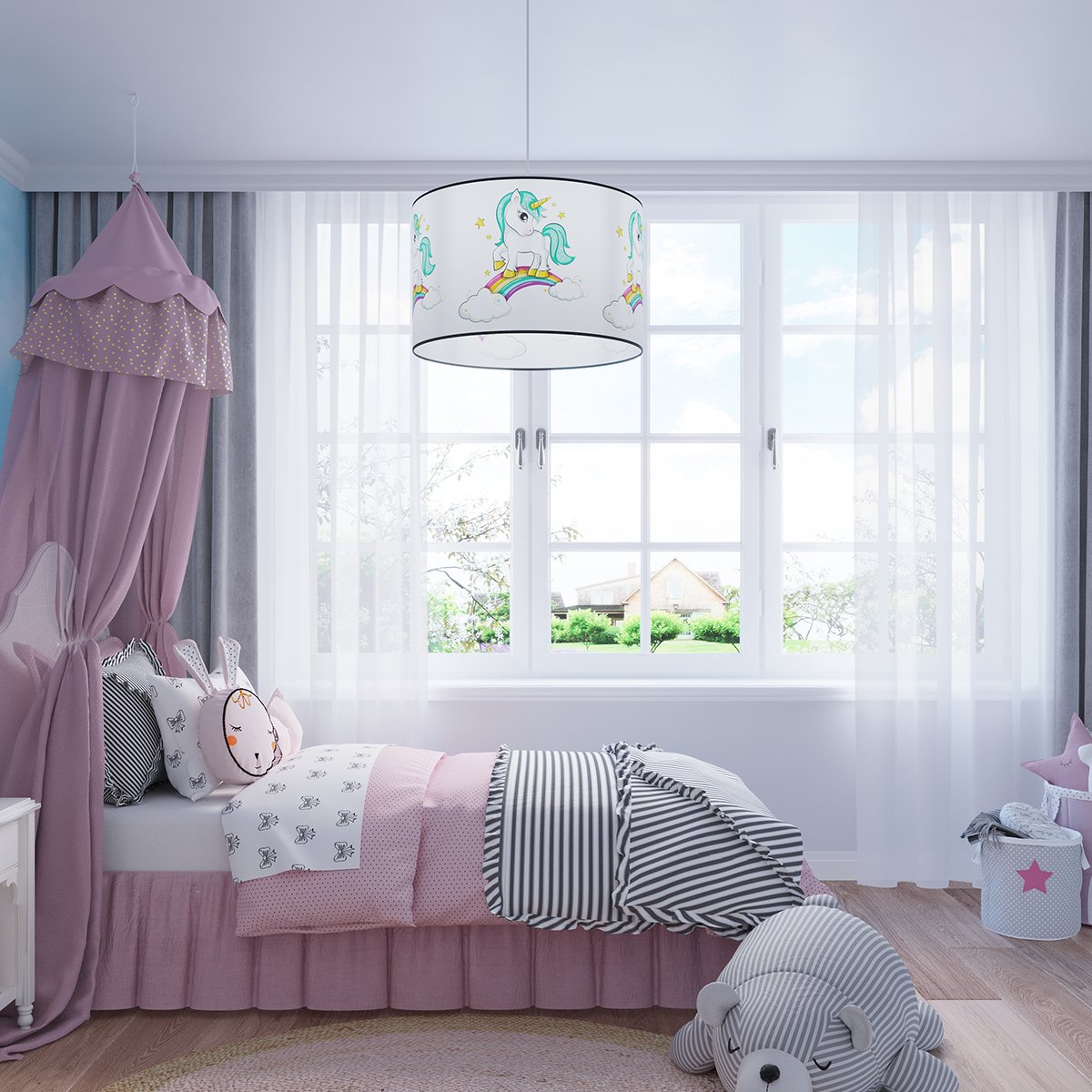 Suspension PVC Multicolore E27 1 Licorne 30 multicolore, EDEN
